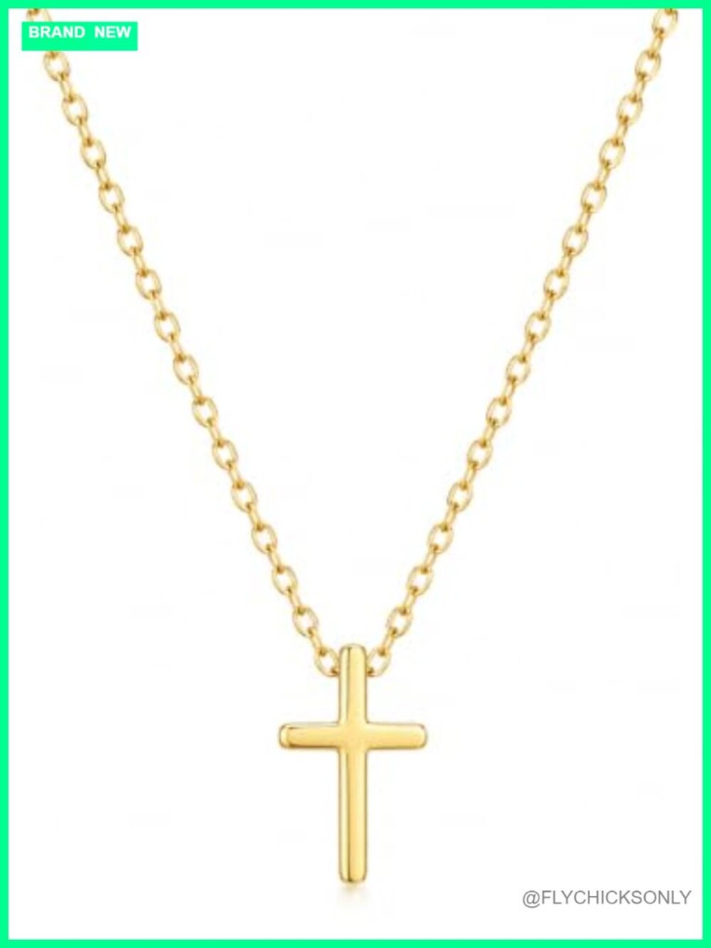 14K Gold Cross Necklace for Women Adjustable O-Link Chain Minimalist